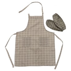 Titan 多用途帆布格紋圍裙 + 袖套 2件組, 灰色格紋