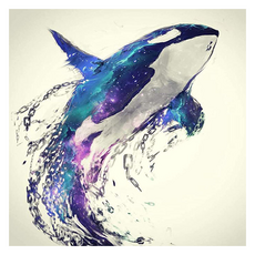 KUMI HANDS 趣味動物帆布型鑽石畫, 12 藍鯨, 1個