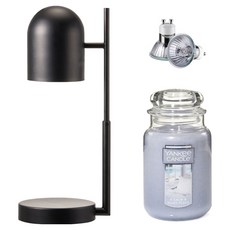 The Sweet 定時可調高度歐式融蠟燈 + Yankee Candle 大蠟燭 + 燈泡 2入組, 靜謐之地, 黑色(融蠟燈)