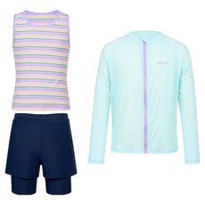 renoma kids 女童條紋坦克尼防曬泳衣套裝 RN-GS2F523