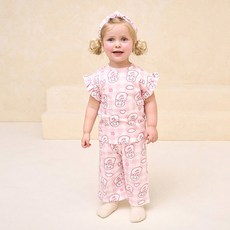 milkmilelolo 女童Esther Bunny雲朵格紋上下睡衣套裝