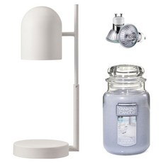 The Sweet 定時可調高度歐式融蠟燈 + Yankee Candle 大蠟燭 + 燈泡 2入組, 靜謐之地, 白色(融蠟燈)