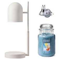 The Sweet 定時可調高度歐式融蠟燈 + Yankee Candle 大蠟燭 + 燈泡 2入組, 巴哈馬微風, 白色(融蠟燈)