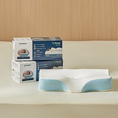 Topbedding Signature 人體工學記憶棉頸椎枕, 藍色, 1個
