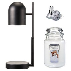 The Sweet 定時可調高度歐式融蠟燈 + Yankee Candle 大蠟燭 + 燈泡 2入組, 柔軟毛毯, 黑色(融蠟燈)