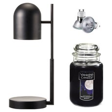 The Sweet 定時可調高度歐式融蠟燈 + Yankee Candle 大蠟燭 + 燈泡 2入組, 仲夏之夜, 黑色(融蠟燈)