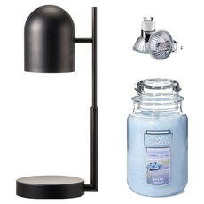 The Sweet 定時可調高度歐式融蠟燈 + Yankee Candle 大蠟燭 + 燈泡 2入組, 海灘漫步, 黑色(融蠟燈)