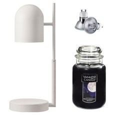 The Sweet 定時可調高度歐式融蠟燈 + Yankee Candle 大蠟燭 + 燈泡 2入組, 仲夏之夜, 白色(融蠟燈)