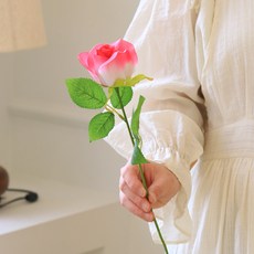 센트바스켓 조화 샤만로즈 실크플라워 장미, 진핑크, 1개
