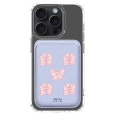 DESIGNSKIN 맥세이프 레더 포켓 지갑, 라벤더 페스츄리 리본, 1개