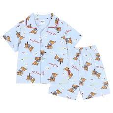 mollimelli friends 兒童用透氣迪士尼富貴貓水彩遊戲短袖睡衣套裝