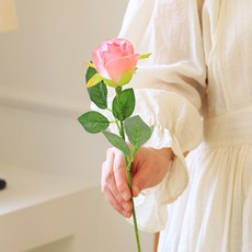 센트바스켓 조화 샤만로즈 실크플라워 장미, 연핑크, 1개