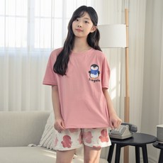 CocoDream 快樂企鵝 青少年 學生 短袖 短褲 睡衣套裝
