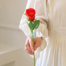 센트바스켓 조화 샤만로즈 실크플라워 장미, 레드, 1개
