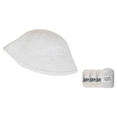 WoolClub 漁夫帽編織DIY材料包 Sandy 3球 + 金屬紗 + 印刷圖案套組, 1套, 102 極光(金屬), 1 白色(Sandy)