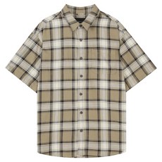 버커루 남성용 코튼 루즈핏 체크 반팔 셔츠