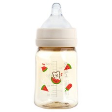 hibee PPSU八孔奶瓶 170ml+奶嘴 L組, 西瓜胖頰熊 沙色, 170ml, 1套