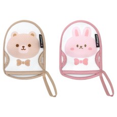 마니또 아동용 쥬쥬 목욕장갑 키즈 2종 세트, 바니, 베어, 1세트