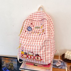 HARAROI 休閒後背包 格紋兔子書包
