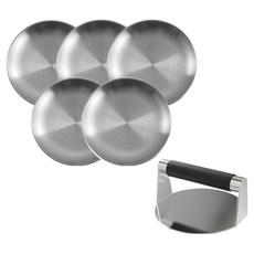 漢堡肉排壓模 + 盤子 5件組 銀色, 1套