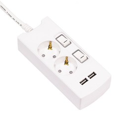 subony USB + 個別開關型 2孔延長線 U-56422, 白色, 1個, 2m