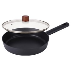 Lacena 全IH感應黑色平底鍋 + 玻璃鍋蓋組, 1套, 28cm