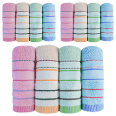 OK-PO-LO 好馬牌 直線七彩毛巾組 - 台灣製混色毛巾 吸水速乾 親膚舒適, 12條, 混和顏色