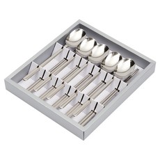 LIHAN Living Curator Vida Orona 不鏽鋼餐具組, 銀色, 湯匙筷子 5入, 1套