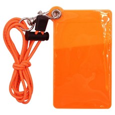 J&K 防水透明PVC證件收納夾 + 掛繩組, 1套, 橘色