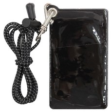 J&K 防水透明PVC證件收納夾 + 掛繩組, 1套, 黑色