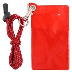 J&K 防水透明PVC證件收納夾 + 掛繩組, 1套, 紅色