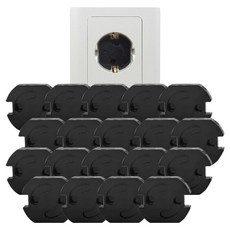 I'CLE ABS插座防觸電保護蓋, 20個, 旋轉式 黑色