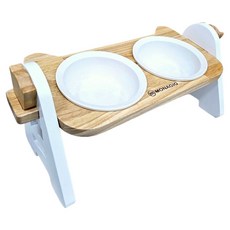 MONAGIO 寵物 Dr. 可調式高度原木餐碗, 1個, 自然白