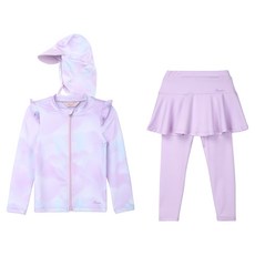페리미츠 여아용 하트오로라 래쉬가드 상하의 + 수모 47cm 세트 P2522A870