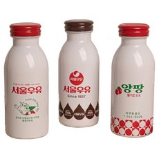 Seoul Milk 首爾牛奶 復古圖案隨行杯保溫瓶3件組, 草莓Enfant, 超級牛仔, 巧克力牛奶滴, 1套, 350ml