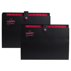 코히모 파일홀더 A4 12칸 서류 정리 파일 5W0196, 2개, 블랙