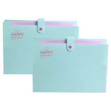 Khohimo A4文件夾 12格 文件整理夾 5W0196, 薄荷綠, 2個