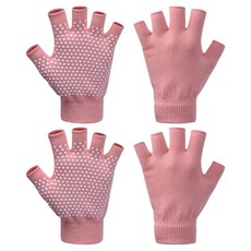Din&Fit 女性用防滑瑜珈手套 雙手組, 粉紅色, 2套