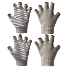 Din&Fit 女性用防滑瑜珈手套 雙手組, 灰色, 2套