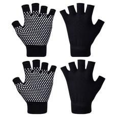 Din&Fit 女性用防滑瑜珈手套 雙手組, 黑色, 2套