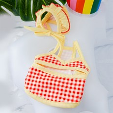 I Love Pet狗狗遮陽帽+比基尼組, 紅色