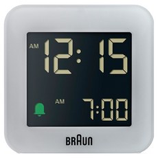 BRAUn 百靈 數位旅行漸強音鬧鐘方形桌鐘, 灰色