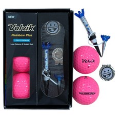 Volvik Rainbow Plus 2層高爾夫球 3顆 + 磁性子母球座 + 球標 + 帽夾組, 1組, 12號 粉色(高爾夫球), 1入