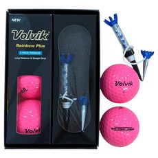Volvik Rainbow Plus 2層高爾夫球 3顆 + 磁性子母球座組, 10號 粉色(高爾夫球), 1入, 1組