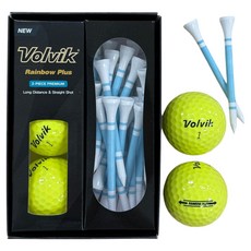 Volvik Rainbow Plus 2層高爾夫球 3顆 + 高爾夫球座 25支組, 1組, 1組, 13號 黃色(高爾夫球) + 白色 + 薄荷綠(高爾夫球座)