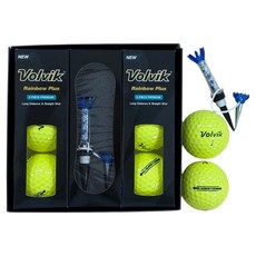 Volvik Rainbow Plus 2層高爾夫球 6顆 + 磁性子母球座組, 1組, 15號 黃色(高爾夫球), 1組