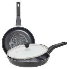 interCOOK 經典平底鍋組 3種, 24cm煎鍋+24cm煎鍋+24cm玻璃蓋, 1組