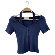 Chic Black 女款 Anglimo 修身繞頸V領短袖針織衫 cpnt5894k53