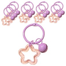 LUCY MARKET 星星 & 鈴鐺 鑰匙圈, 紫色, 10個
