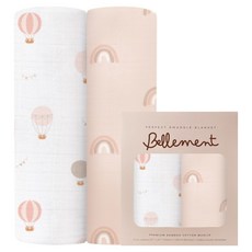 Bellement 竹棉新生兒包巾毯 兩件組